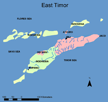 Timor Oriental regions carte